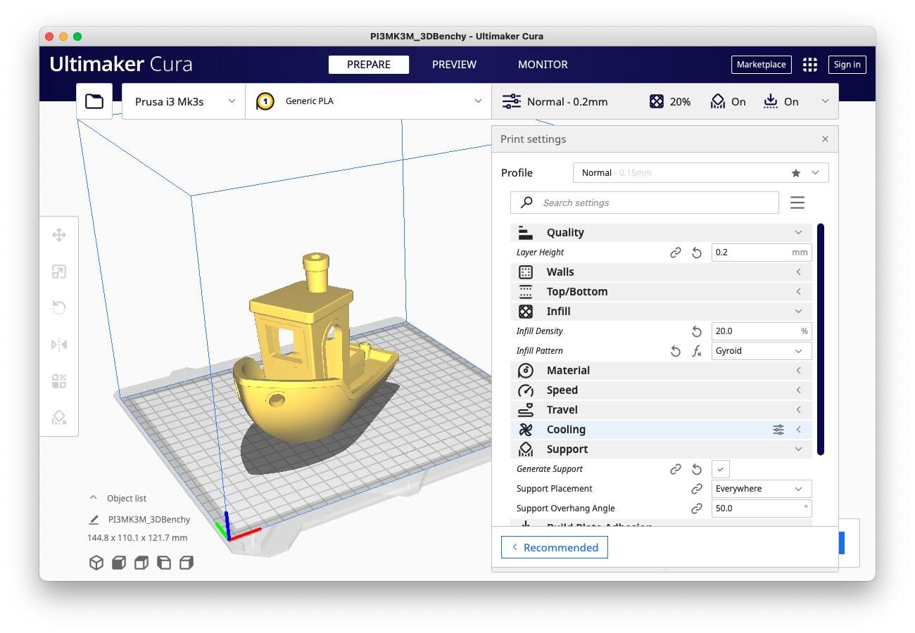 3D printing slicer software used to prepare rental printer files